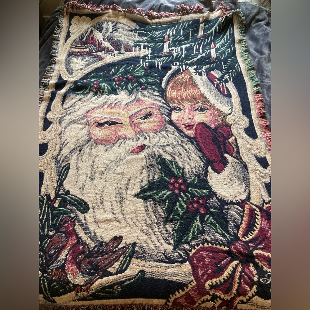 Vintage ‘90s woven tapestry blanket - Christmas Santa